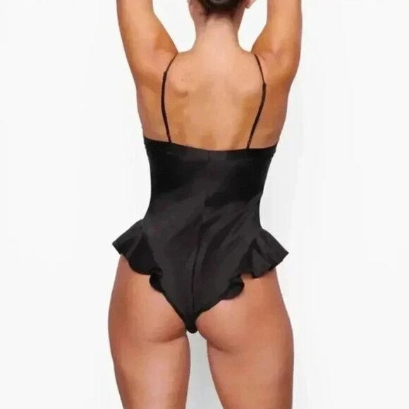 NWT SKIMS Stretch Silk Teddy Size Large Black - Picture 3 of 9
